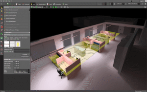 Dialux lighting design simulation showing accurate lux level planning for commercial projects