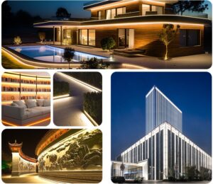 Facade lighting design for modern commercial buildings in UAE using energy-efficient LED lighting