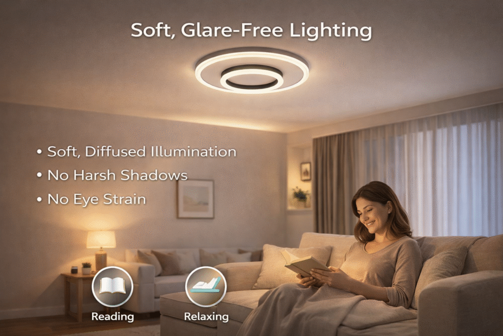 soft glare free interior lighting design showing comfortable and diffused illumination