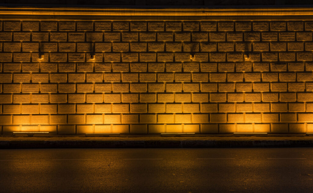 Architectural facade lighting wall grazing effect
