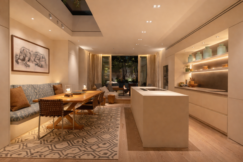 Architectural lighting design showing balanced illumination in a modern interior space