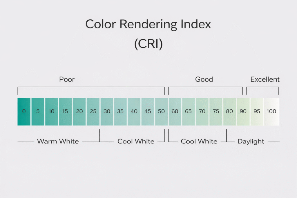 High CRI versus low CRI lighting color rendering comparison