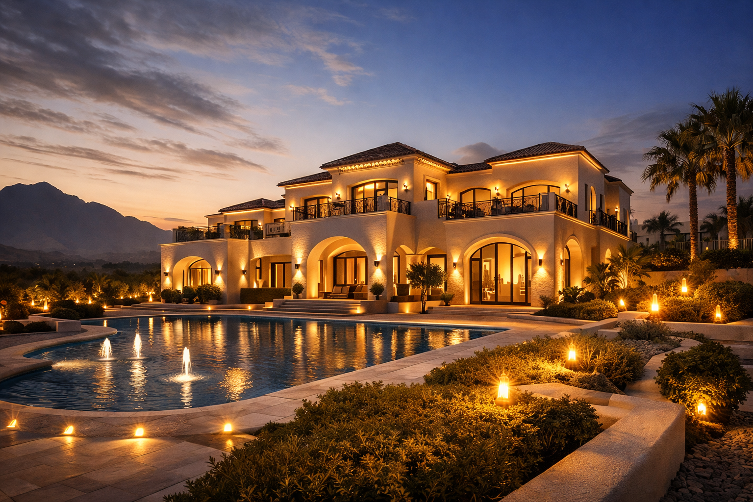 luxury villa facade lighting ideas in UAE