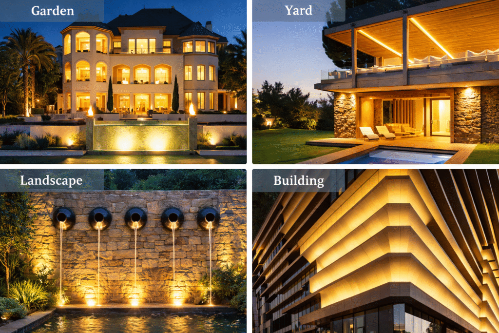 modern villa facade lighting Saudi Arabia