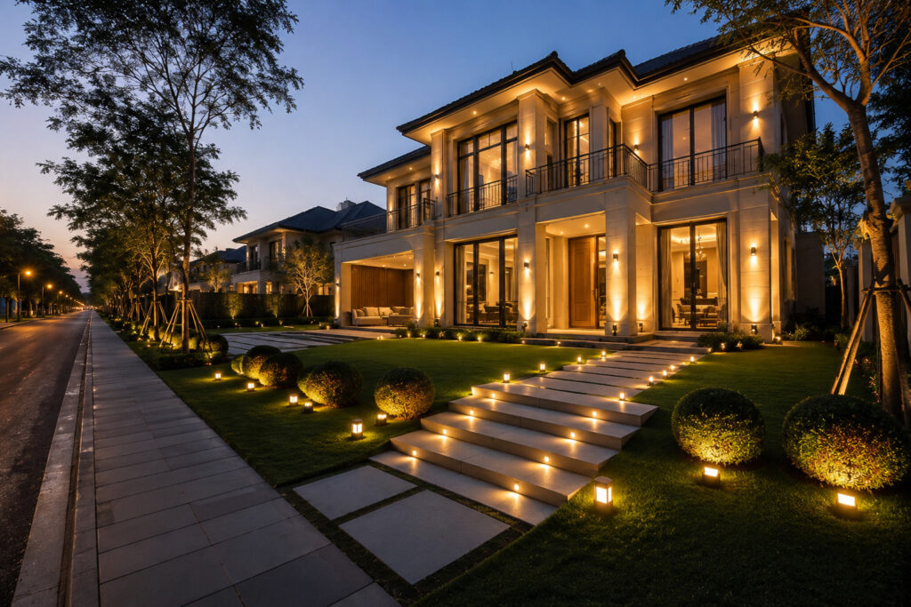 villa landscape lighting luzion lighting.