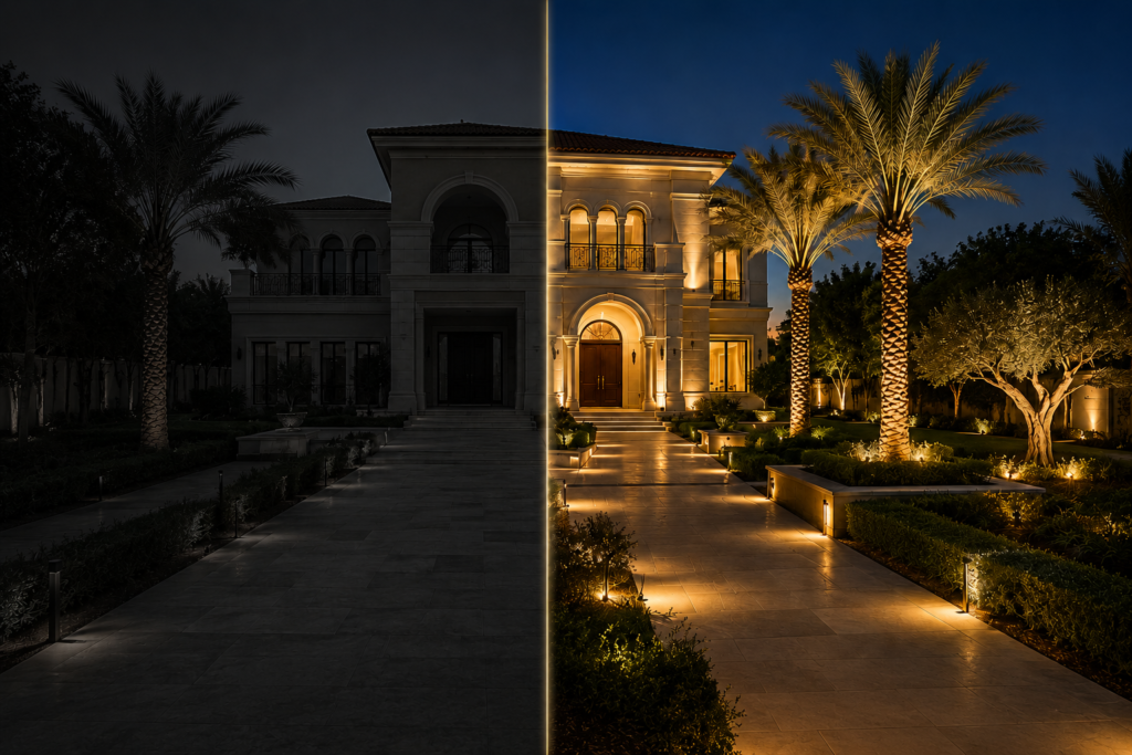 Outdoor Archotectural landscap lighting.