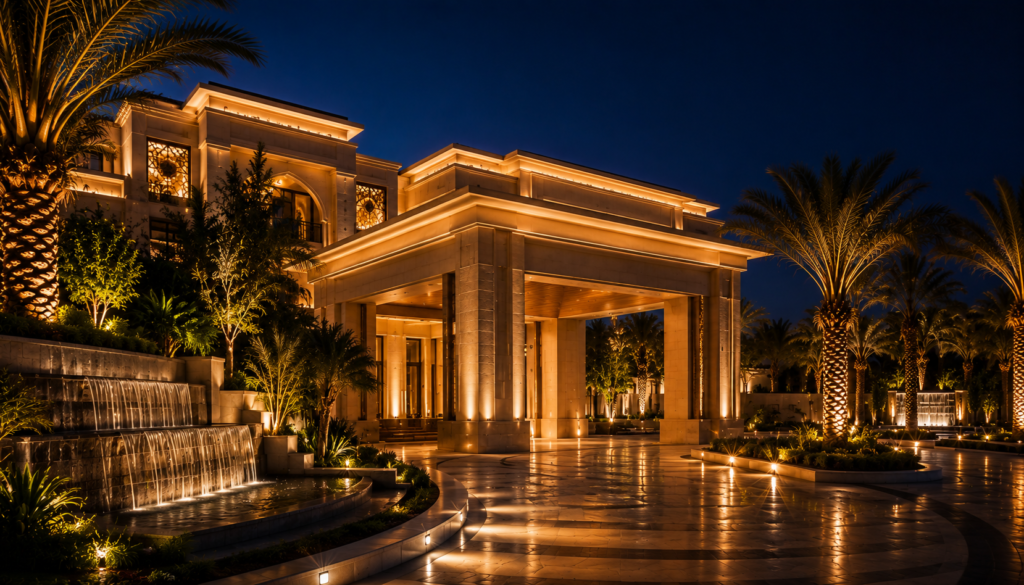 Luxury hotel facade lighting-exterior landscape lighting