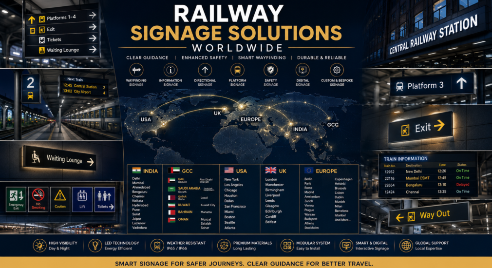 Railway Signage Solutions in India, GCC, USA, UK & Europe